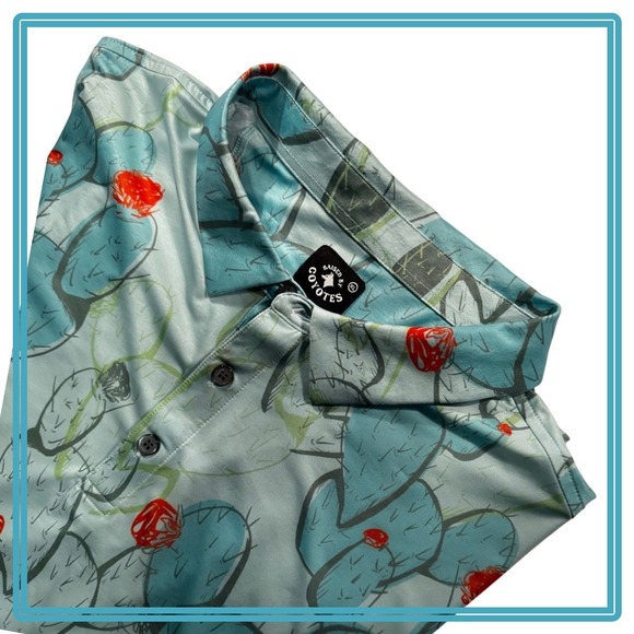 Raised By Coyotes Other - Raised by Coyotes Shirt Mens XL Green Cactus Graphic Golf Polo Southwest